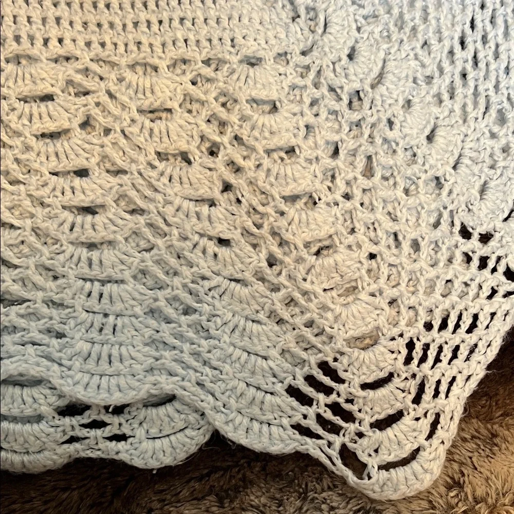 Handmade Light Blue Crochet Blanket - Picture 4 of 4